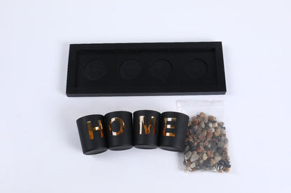 Wooden Letter Home Sweet Home Candlestick Set Glass candlestick Decoration.