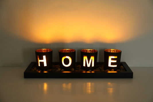 Wooden Letter Home Sweet Home Candlestick Set Glass candlestick Decoration.