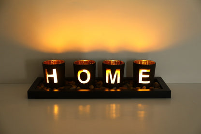Wooden Letter Home Sweet Home Candlestick Set Glass candlestick Decoration.