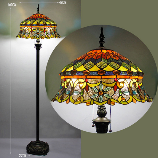 (FL01) Tiffany Style Glass Floor Lamp