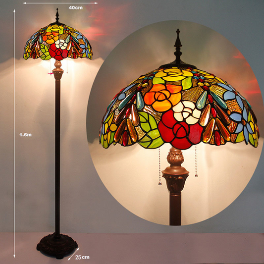 (FL08) Tiffany Style Glass Floor Lamp