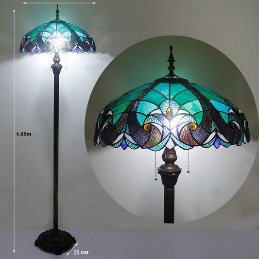 (FL11) Tiffany Style Glass Floor Lamp