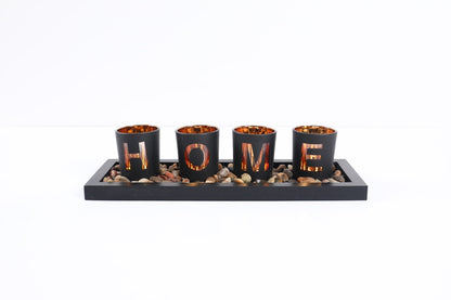Wooden Letter Home Sweet Home Candlestick Set Glass candlestick Decoration.