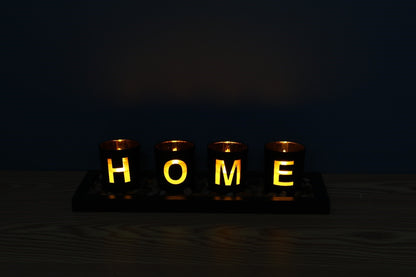 Wooden Letter Home Sweet Home Candlestick Set Glass candlestick Decoration.