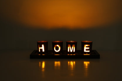 Wooden Letter Home Sweet Home Candlestick Set Glass candlestick Decoration.