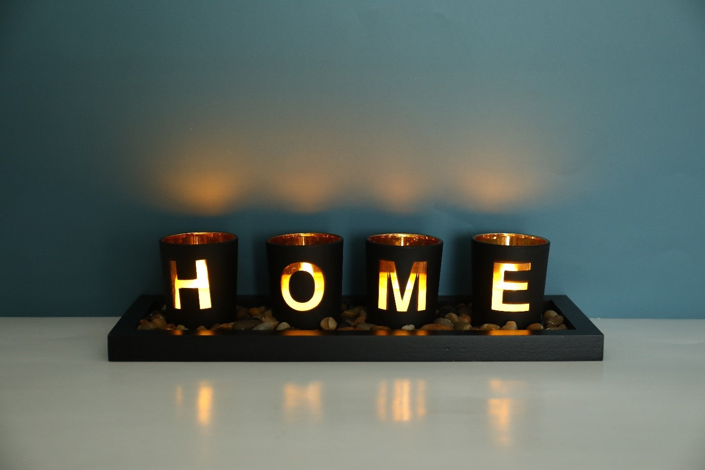 Wooden Letter Home Sweet Home Candlestick Set Glass candlestick Decoration.