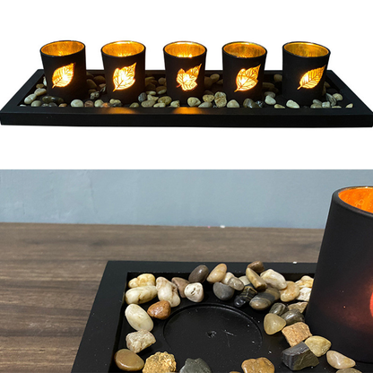 4 Wooden Letter Leaf Candlestick Set Glass candlestick Decoration.